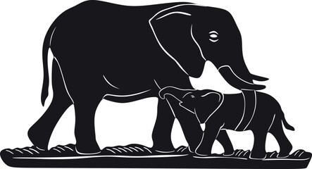 elephant mother with baby vector design