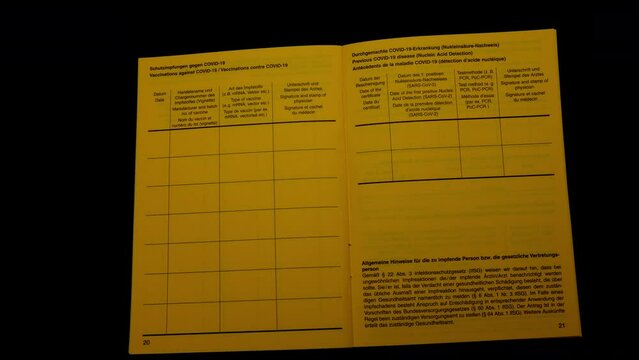 German Impfpass or vaccination certification booklet with empty COVID-19 section