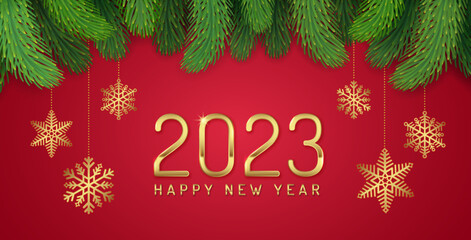 Merry christmas and happy new year 2023 banner template for decoration