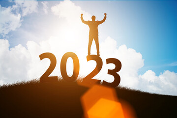 Concept of new year of 2023 with business people