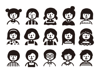 simple avatar faces icons set 