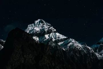 Crédence de cuisine en verre imprimé Manaslu Mont. Shrinaj et Ganesh Himal Range Night View vus de Deng, Gorkha pendant la randonnée du circuit du Manaslu