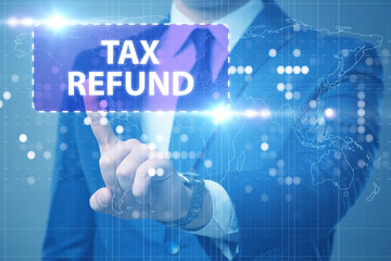 Businessman in tax refund concept