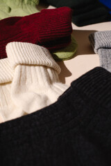 Fototapeta na wymiar warm winter wool socks are colorful