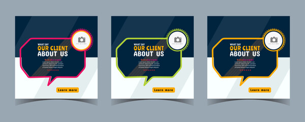 Client testimonials or customer feedback social media post web banner template