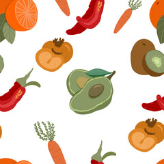 Seamless pattern fruit and vegetables