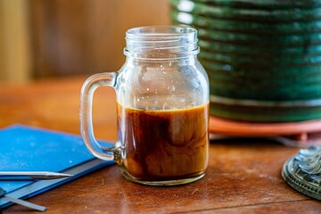 Mason Jar of Cold Brew Coffee