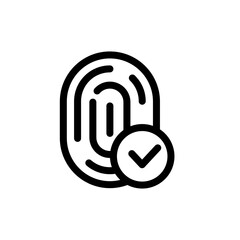 icon line fingerprint verification, fingerprint, verified, verify, lock, identification, security, secure, protection, gadget, technology. editable color, outline icon style.