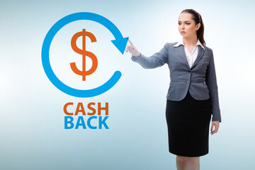 Businesswoman in the cash back concept