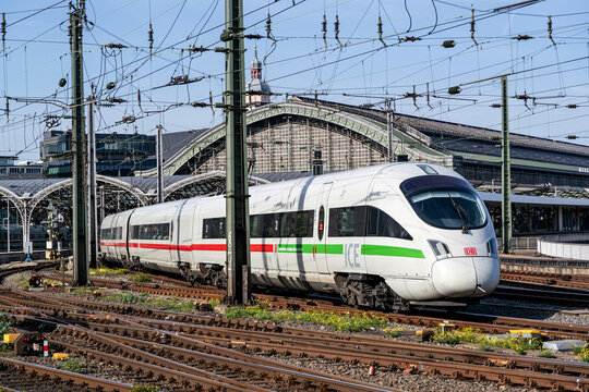 COLOGNE, GERMANY - OCTOBER 30, 2022: ICE 3 high-speed train at Cologne main station