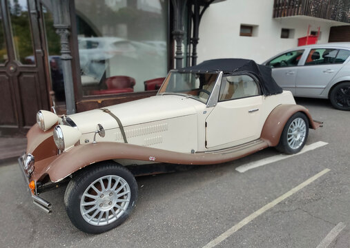 Poiana Brasov, Romania - September 26, 2022: JBA Falcon Sports car parked at the Alpin Casa hotel