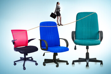 Promotion concept with businessman and chairs