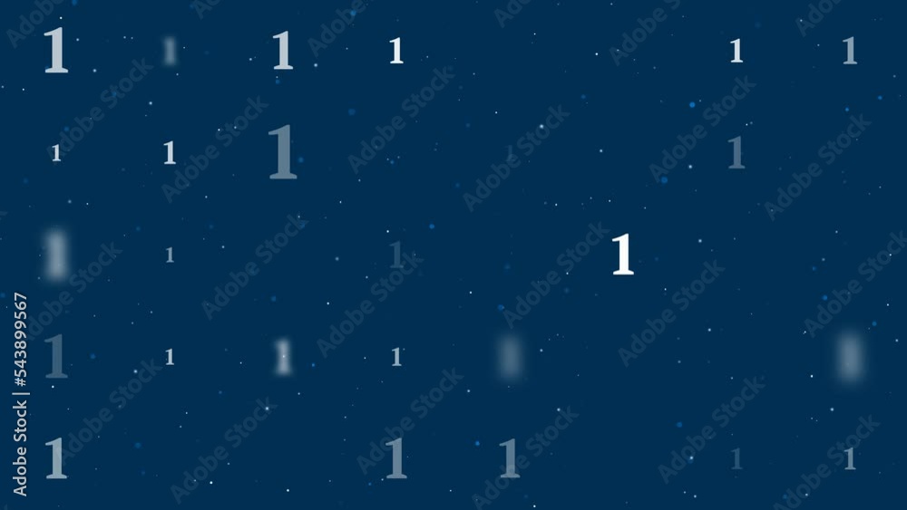 Poster template animation of evenly spaced number one symbols of different sizes and opacity. animation of 