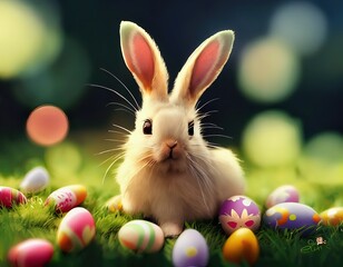 Easter bunny with eggs