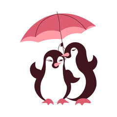Cute Adorable pair of penguins in love