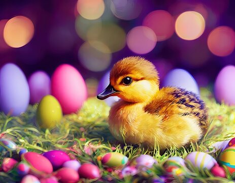 easter duck and eggs