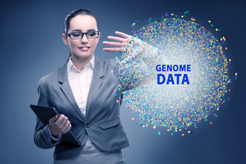 Businesswoman in genome data concept