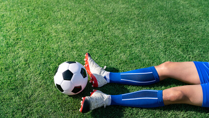 football soccer player accident knee injury sport treatment on champion league final match...