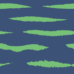 Zebra stripes seamless pattern. Blue design with green stripe print. Vector illustration.