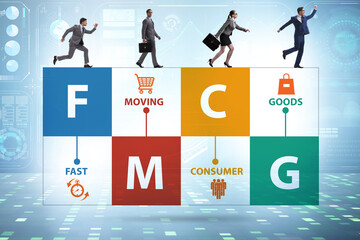 FMCG concept - fast moving consumer goods - obrazy, fototapety, plakaty