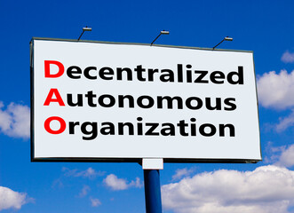 DAO decentralized autonomous organization symbol. Concept words DAO decentralized autonomous...