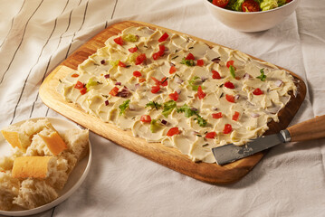 butterboaerd with spices and salad.