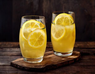 Refreshing glass of lemonade - obrazy, fototapety, plakaty