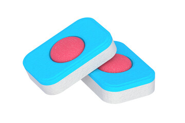 Dishwasher detergent tablets isolated on white background. Water softener. 3d render