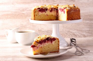 Cherry, cheese and almond  cake