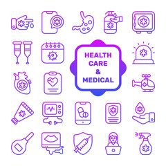 Set of Medical and Healthcare, vector icons. Premium quality symbols. medicine and health elements for mobile concepts and web apps.