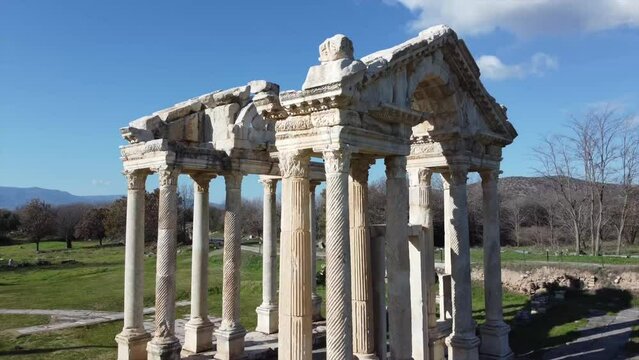 Aerial view of Afrodisias ancient city ruins, Turkey