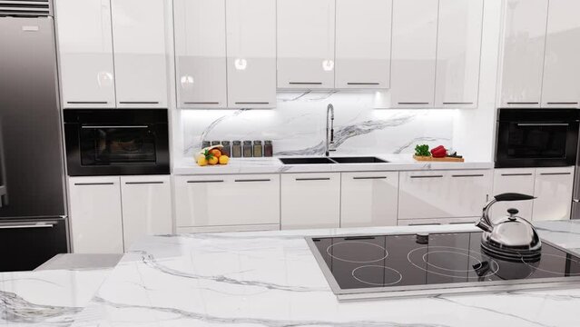 countertop quartz and marble, kitchen interior design idea