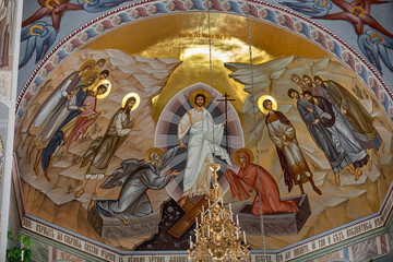 The descent of Christ into hell. Fresco