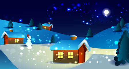 Fototapeta premium christmas night landscape