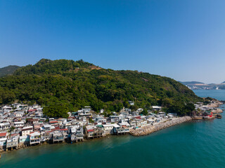 Top view of fishing village in Kowloon side