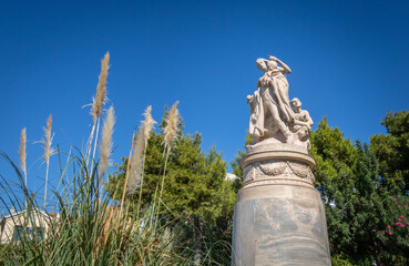 Statue of Lord Byron, close to the center of Athens, at the entrance to the National Garden
