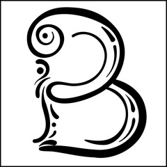 Letter B - Script. Vector illustration