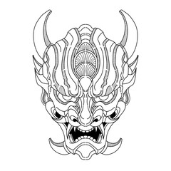 Japanese tattoo oni mask tribal illustration