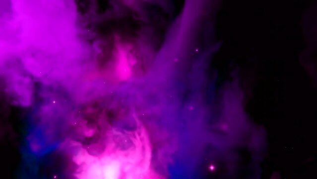  Black background with thick smoke. Design. Bright shiny colored smoke in animation spreading throughout the dark footage.