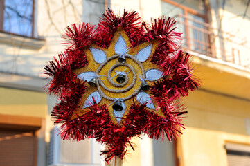 Handmade Christmas star for the nativity scene - a traditional attribute of the Christmas rite of...