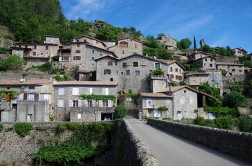 Fototapeta na wymiar Medieval village of Jaujac in Ardeche in France, Europe