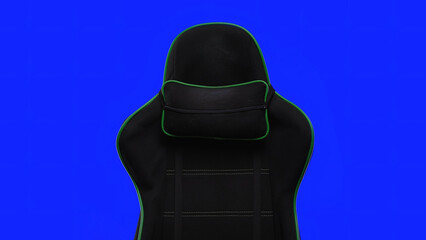 Gaming chair with head rest movement on blue screen, virtual reality asset © Video_StockOrg