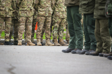 Military footwear of the army - obrazy, fototapety, plakaty