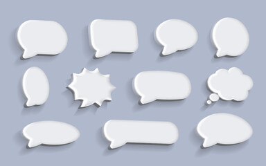 White blank speech bubbles set. Cloud bubbles speech different shapes