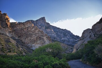 Kyhv Peak renamed from demeaning slur Squaw Mountain, view from hiking path, Wasatch Range, Provo,...