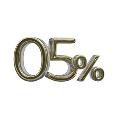 05 percent 3D number with gold color