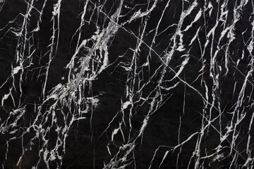 Bianco nero - natural marble stone texture. Dark pattern of marble, photo of slab. Wallpaper of natural granite stone. Closeup grunge surface, matte natural background for ceramic digital tiles.