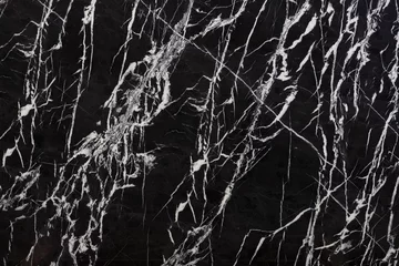 Wandcirkels aluminium Bianco nero - natural marble stone texture. Dark pattern of marble, photo of slab. Wallpaper of natural granite stone. Closeup grunge surface, matte natural background for ceramic digital tiles. © Dmytro Synelnychenko