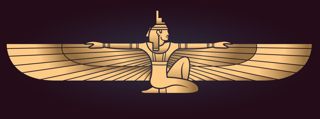 Isis goddess life and magic in egyptian mother of Horus vector - obrazy, fototapety, plakaty