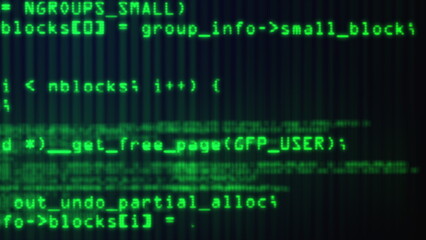 Fototapeta premium Programming code running. Computer generated 3d render